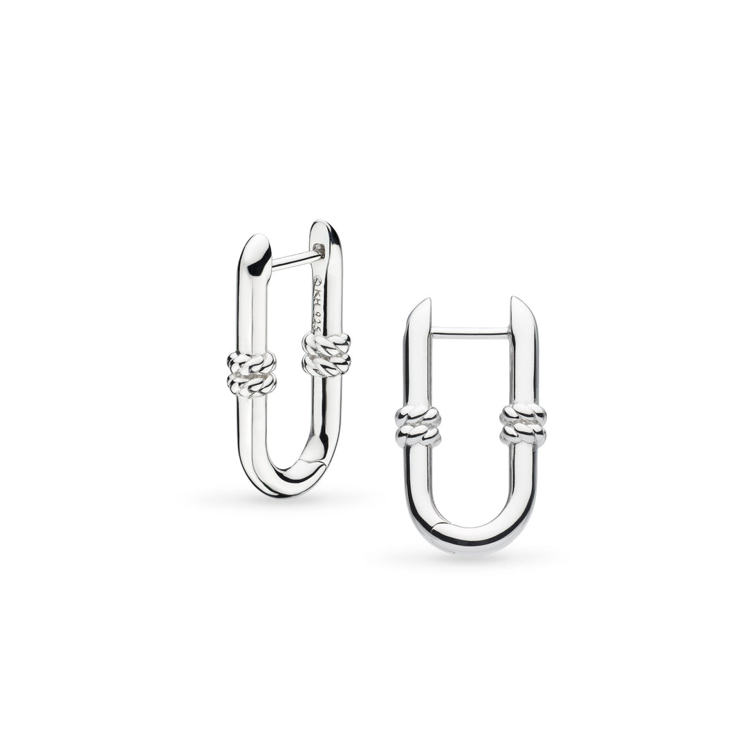 Kit Heath - Marina Rope Bar Link Hinged Hoop Earrings - Silver