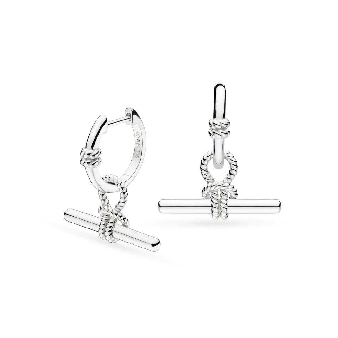 Kit Heath - Marina Rope Knot T-Bar Grande Hinged Hoop Earrings - Silver