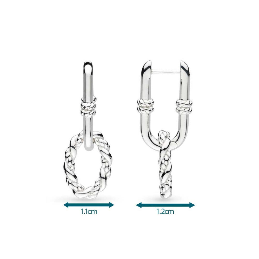 Kit Heath - Marina Rope Link Duo Grande Hinged Hoop Earrings - Silver