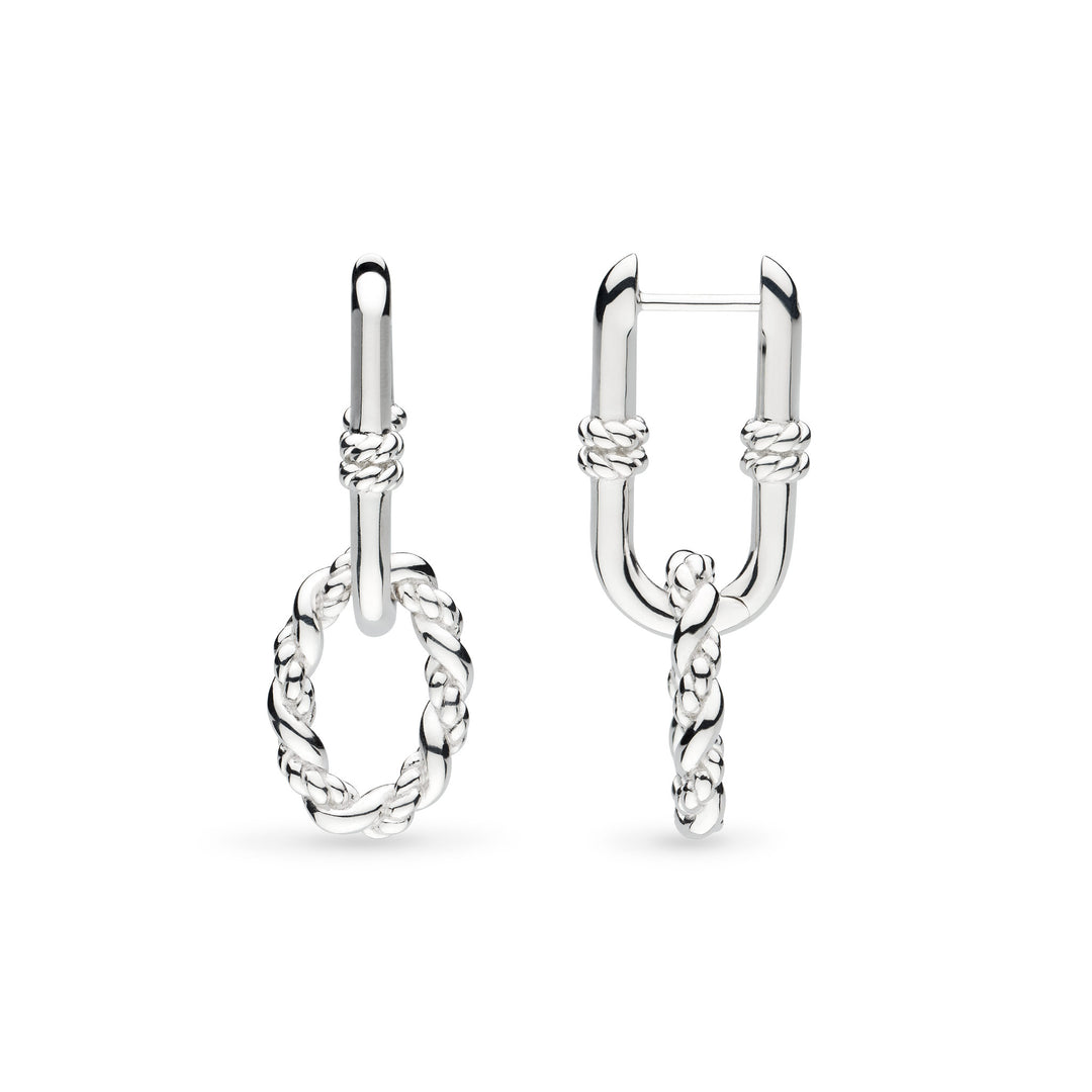 Kit Heath - Marina Rope Link Duo Grande Hinged Hoop Earrings - Silver