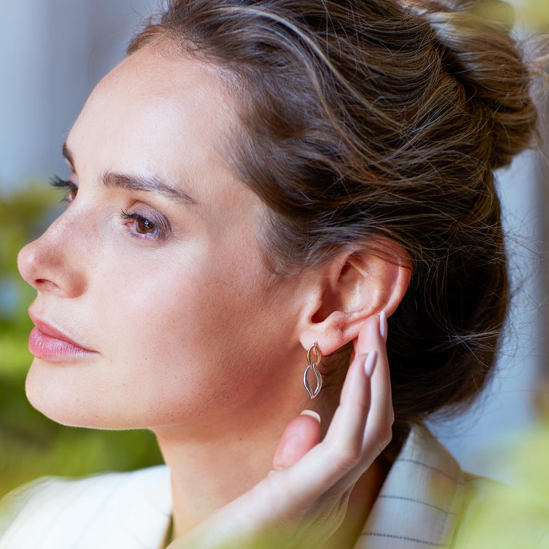 Kit Heath - Entwine Twine Link Golden Drop Earrings - Silver