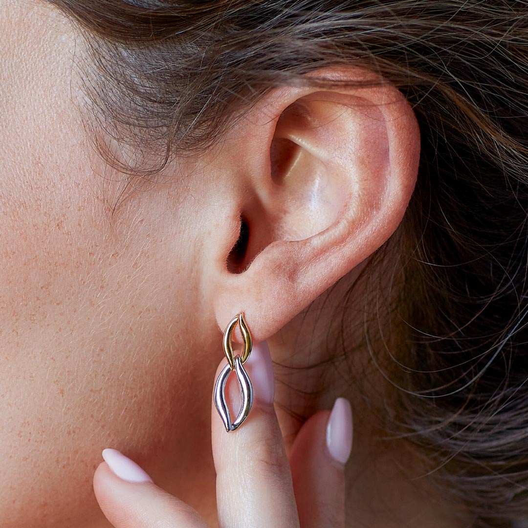 Kit Heath - Entwine Twine Link Golden Drop Earrings - Silver