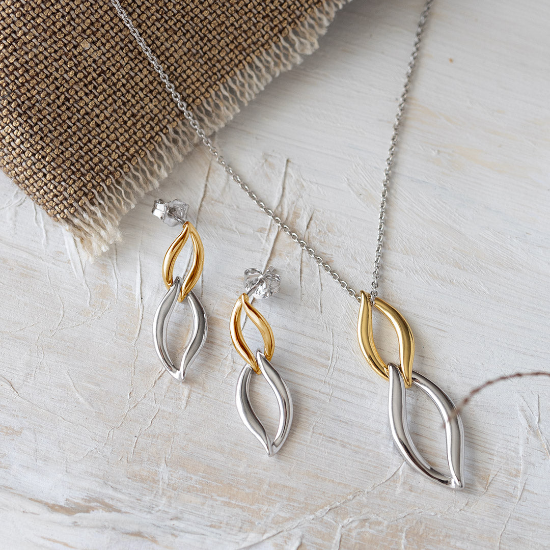 Kit Heath - Entwine Twine Link Golden Drop Earrings - Silver