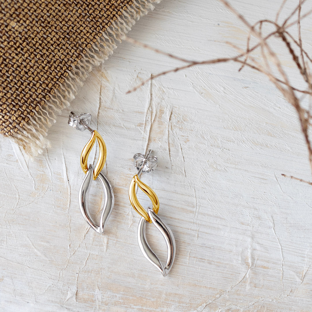 Kit Heath - Entwine Twine Link Golden Drop Earrings - Silver