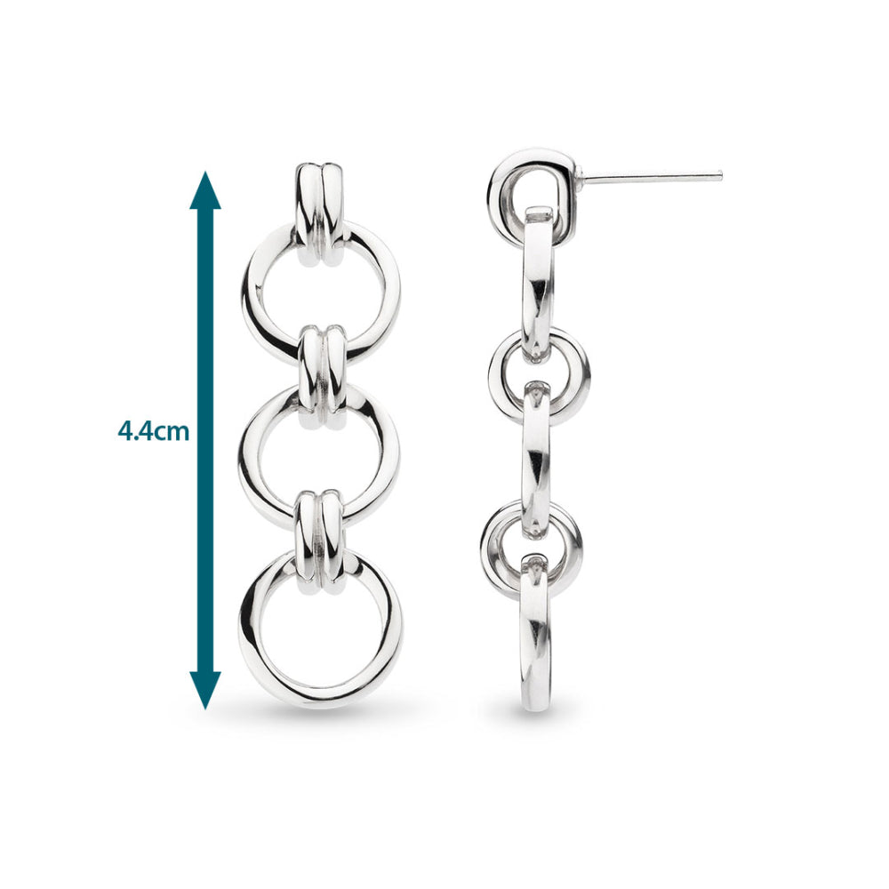 Kit Heath - Bevel Unity Trio Stud Drop Earrings - Silver