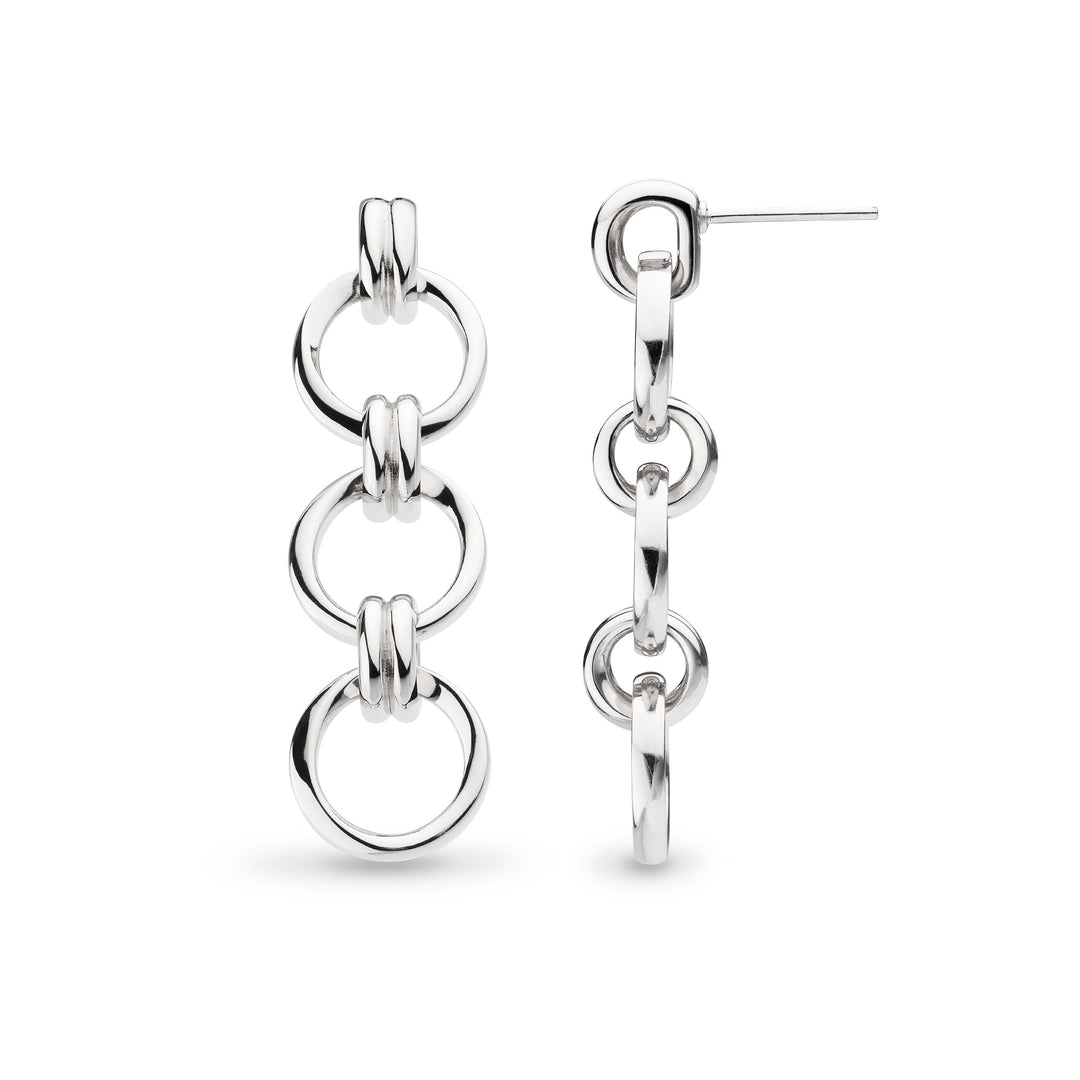 Kit Heath - Bevel Unity Trio Stud Drop Earrings - Silver