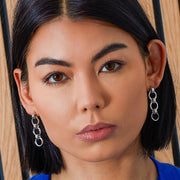 Kit Heath - Bevel Unity Trio Stud Drop Earrings - Silver