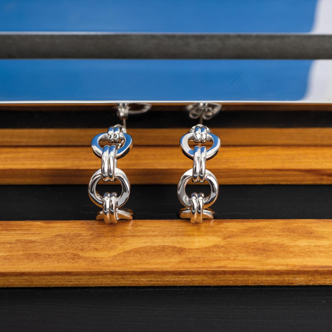 Kit Heath - Bevel Unity Hoop Stud Earrings - Silver