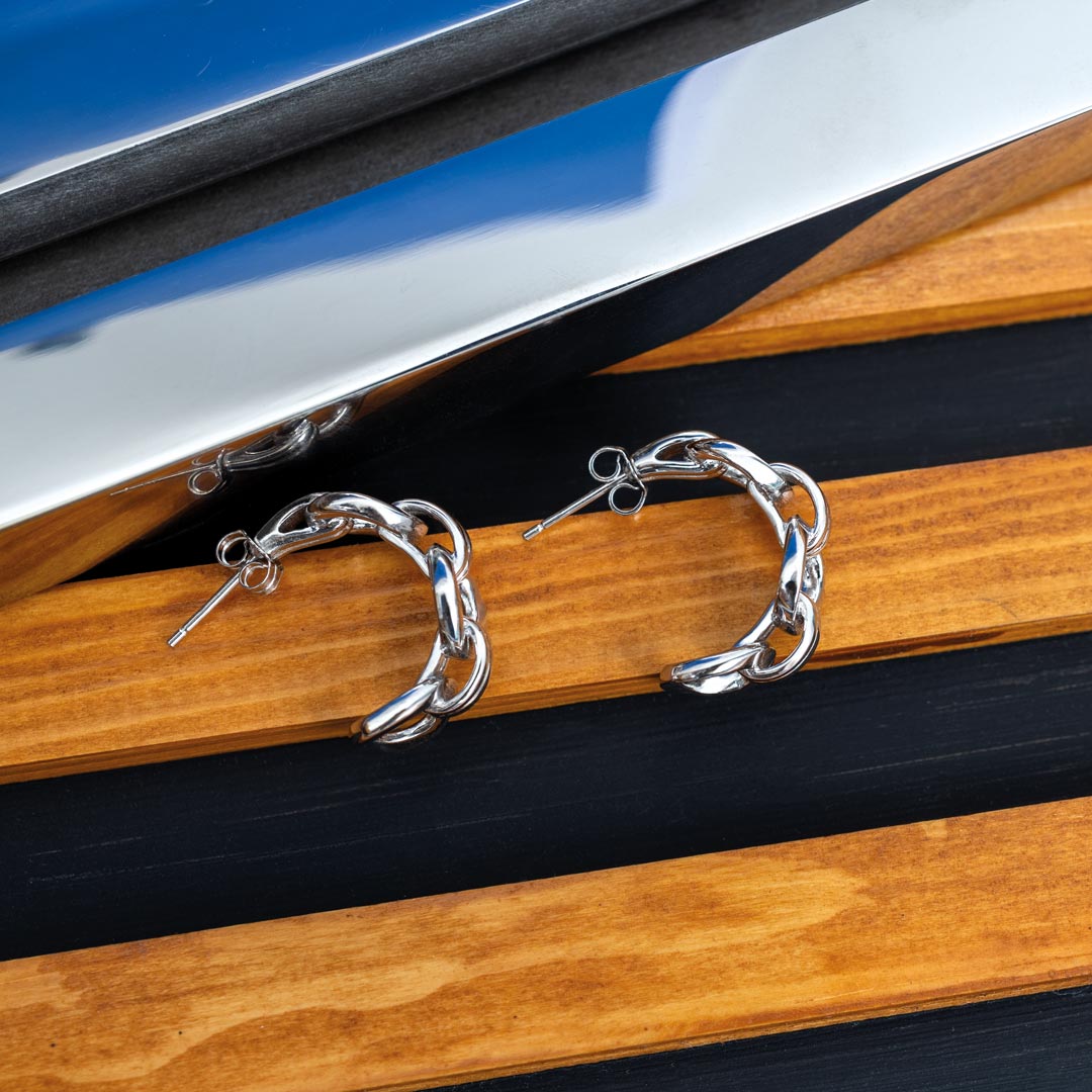 Kit Heath - Bevel Unity Hoop Stud Earrings - Silver