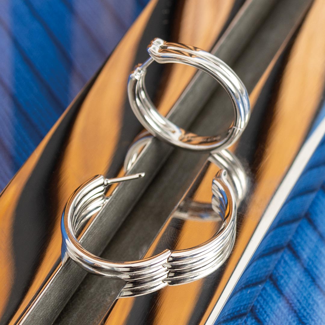 Kit Heath - Bevel Unity Maxi Hoop Earrings - Silver