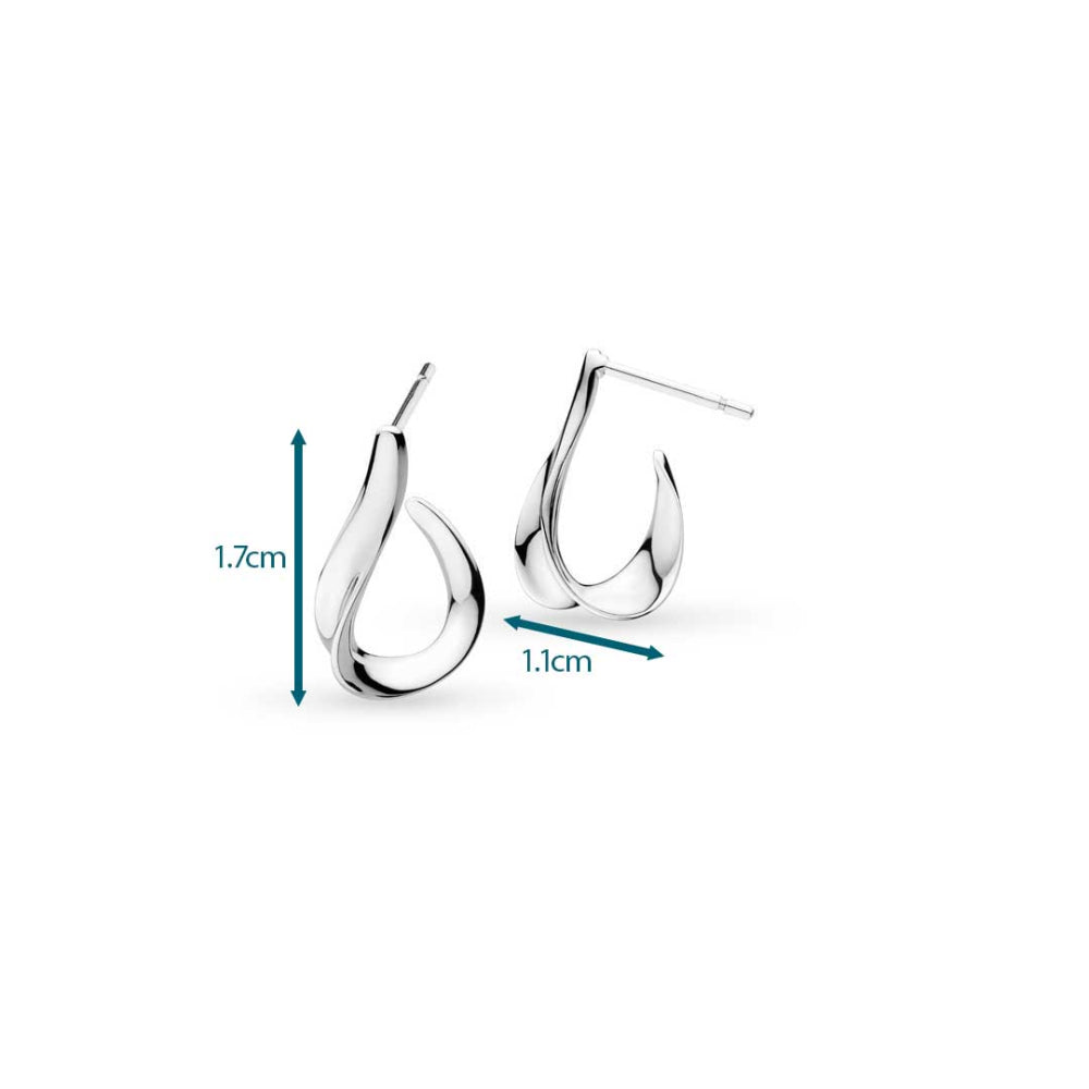Kit Heath - Serenity Loop Semi Hoop Stud Earrings - Silver