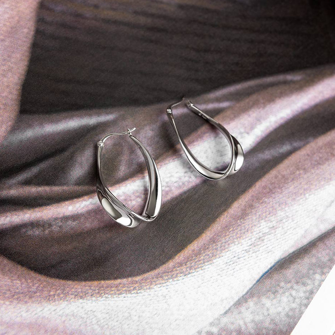 Kit Heath - Serenity Loop Grande Hinged Hoop Earrings - Silver