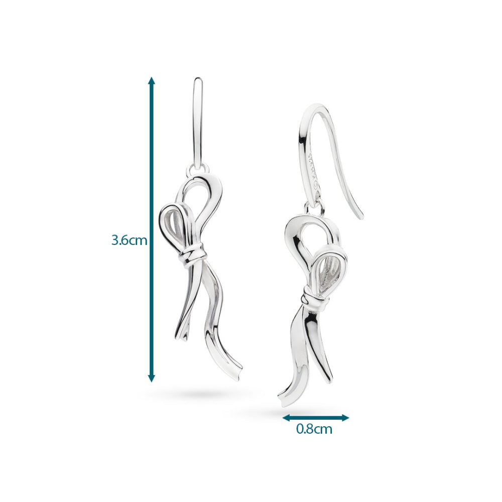 Kit Heath - Serenity Ribbon Bow Loop Drop Earrings - Silver