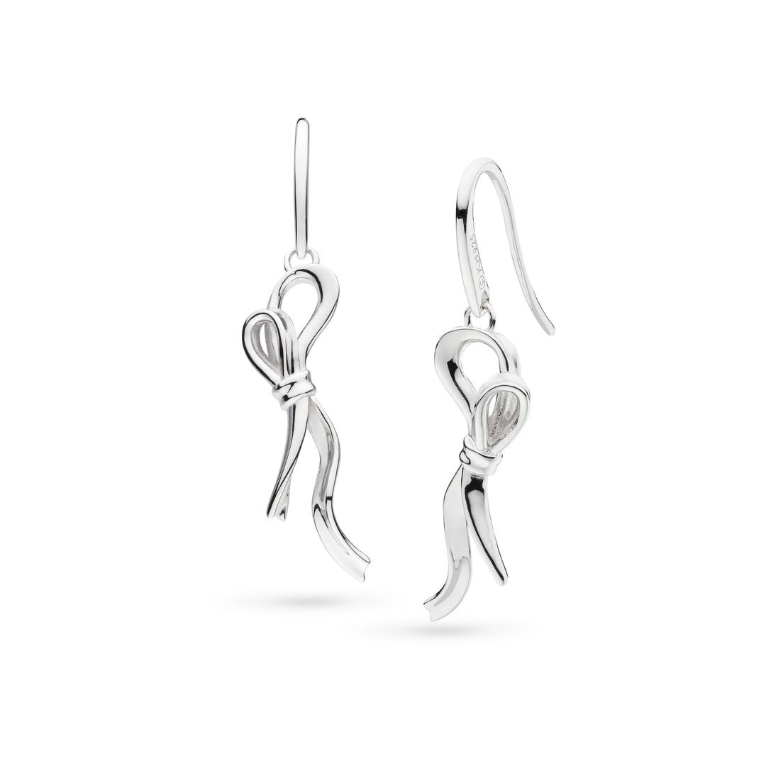 Kit Heath - Serenity Ribbon Bow Loop Drop Earrings - Silver