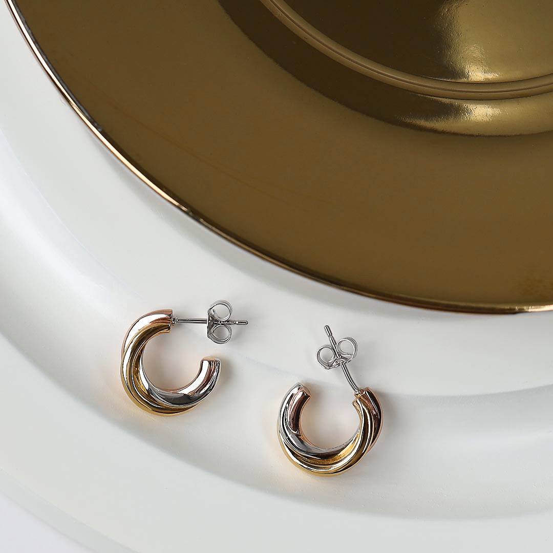 Kit Heath - Bevel Trilogy Golds Hoop Earrings - Gold