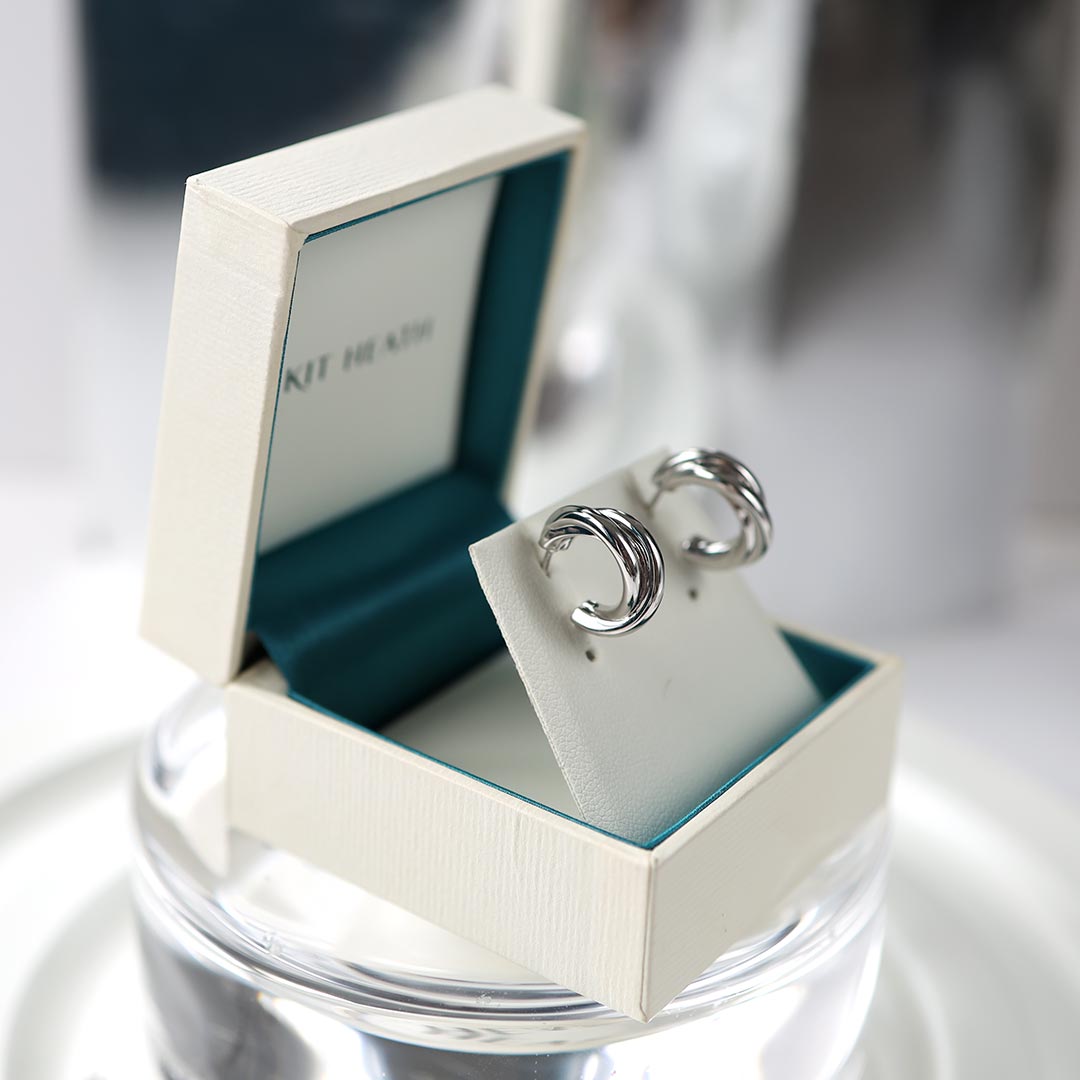 Kit Heath - Bevel Trilogy Hoop Earrings - Silver