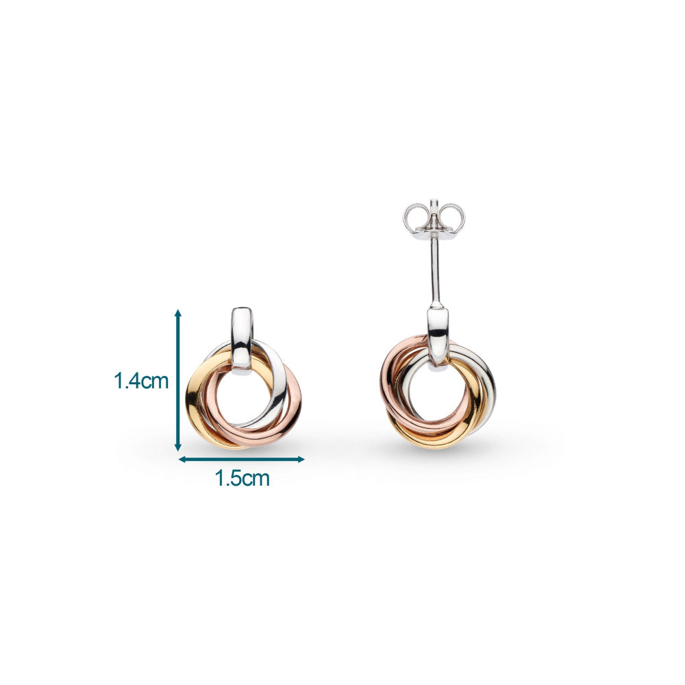 Kit Heath - Bevel Trilogy Golds Link Stud Earrings - Gold