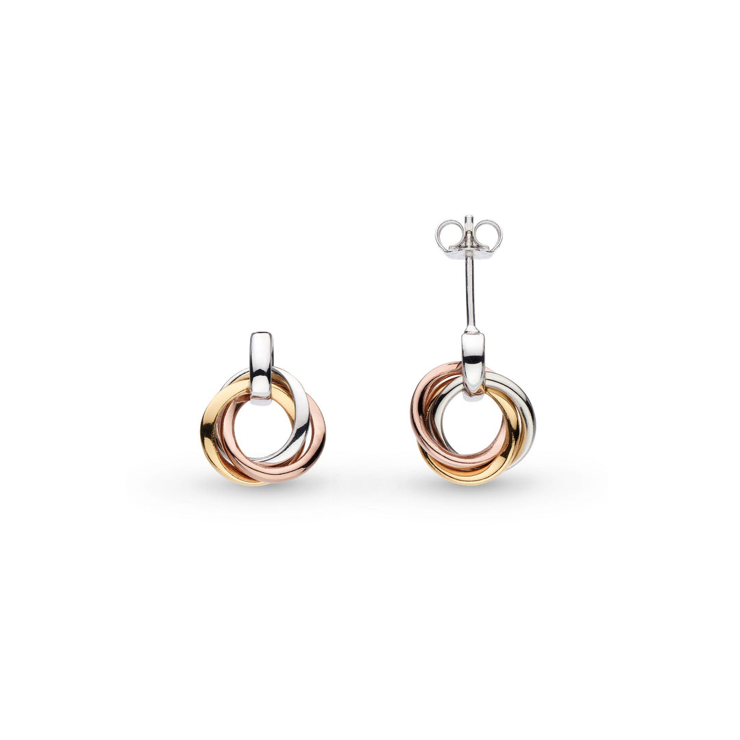 Kit Heath - Bevel Trilogy Golds Link Stud Earrings - Gold