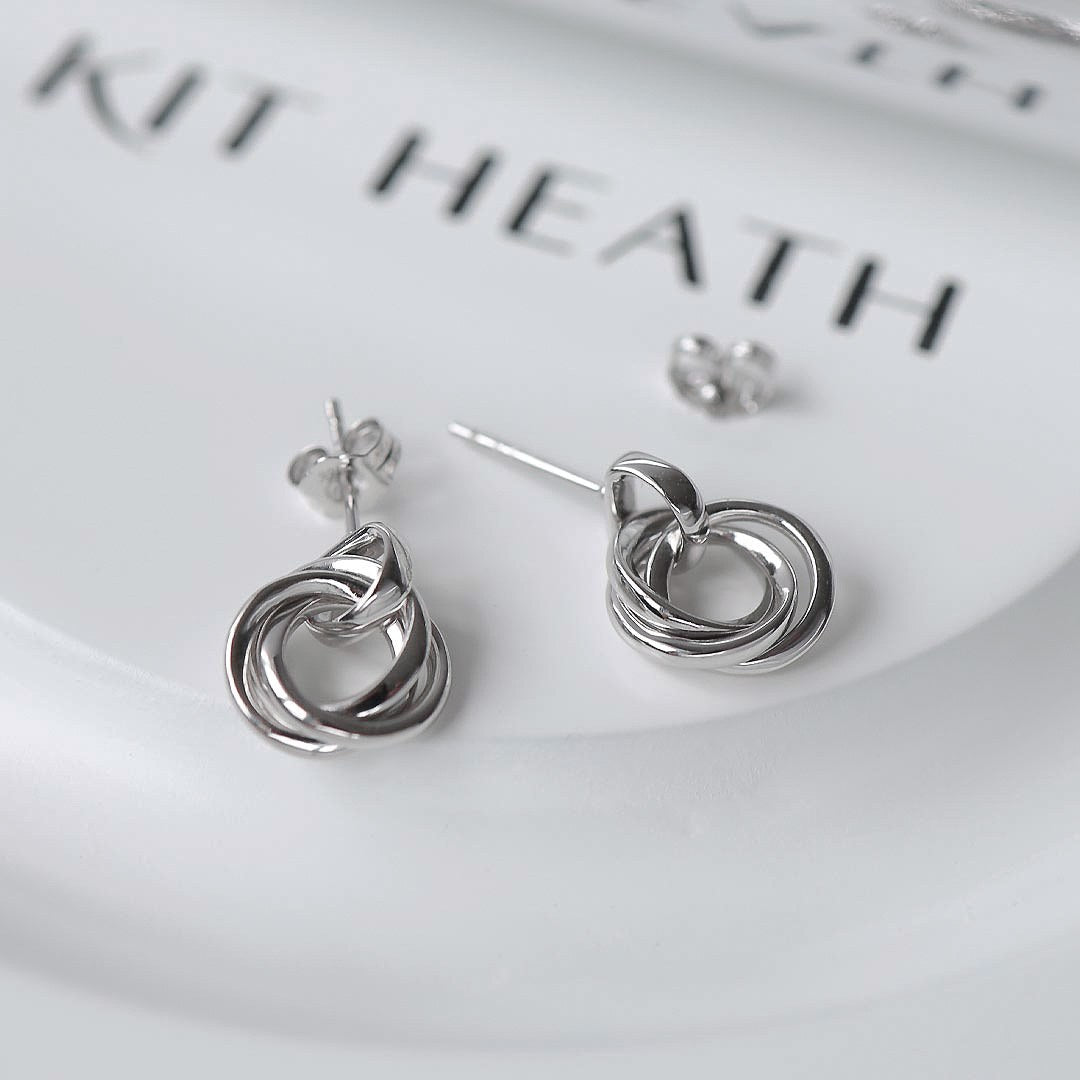 Kit Heath - Bevel Trilogy Drop Stud Earrings - Silver