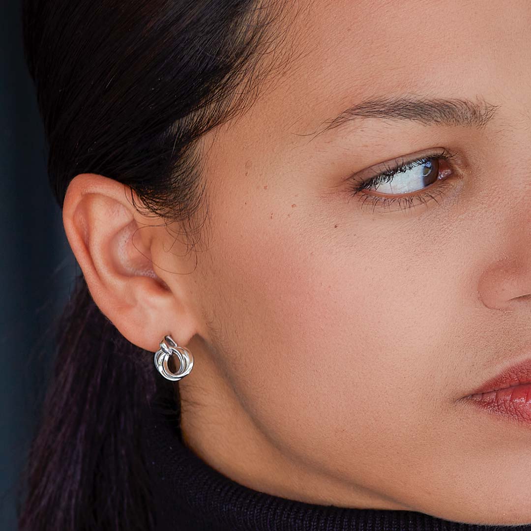 Kit Heath - Bevel Trilogy Drop Stud Earrings - Silver