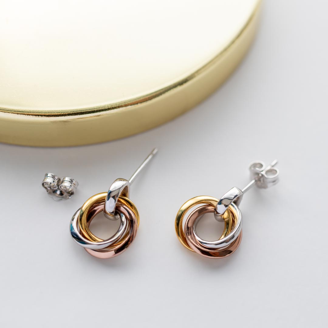 Kit Heath - Bevel Trilogy Drop Earrings - Silver