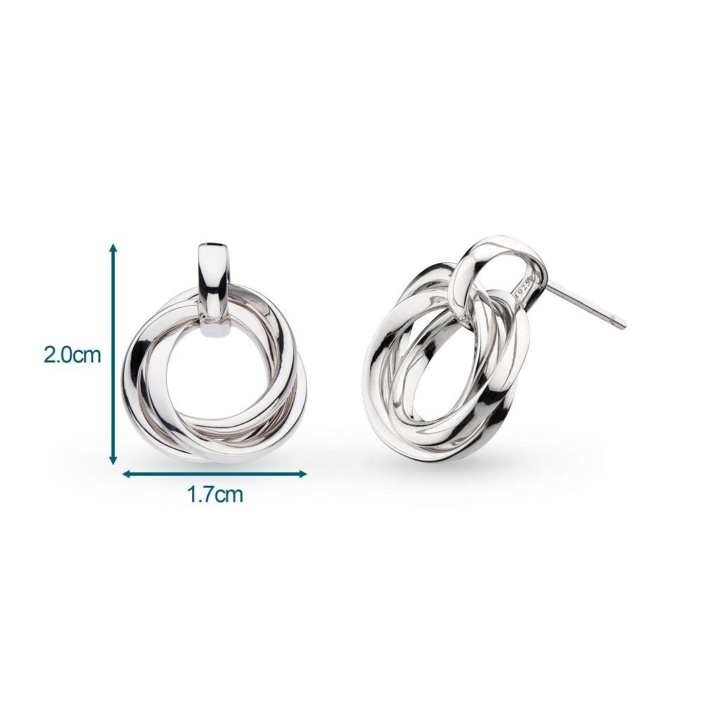 Kit Heath - Bevel Trilogy Grande Link Stud Earrings - Silver