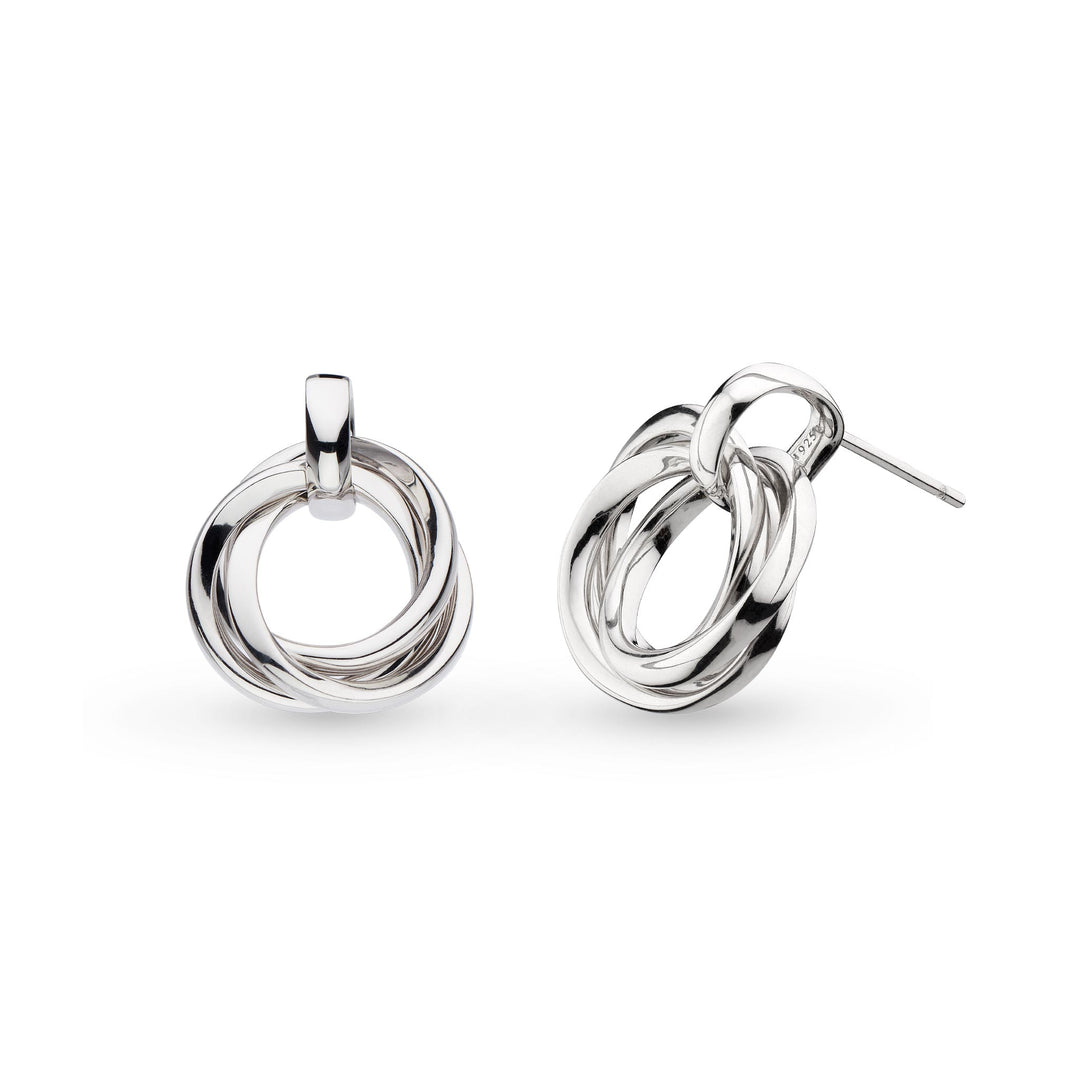Kit Heath - Bevel Trilogy Grande Link Stud Earrings - Silver