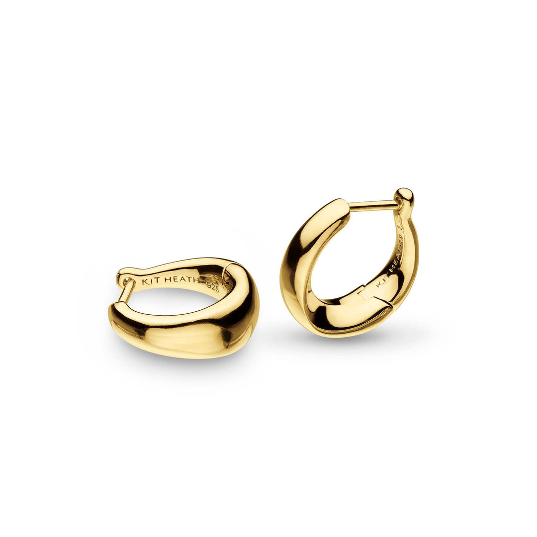 Kit Heath - Bevel Cirque Golden Small Hinged Huggie Hoop Earrings - Gold
