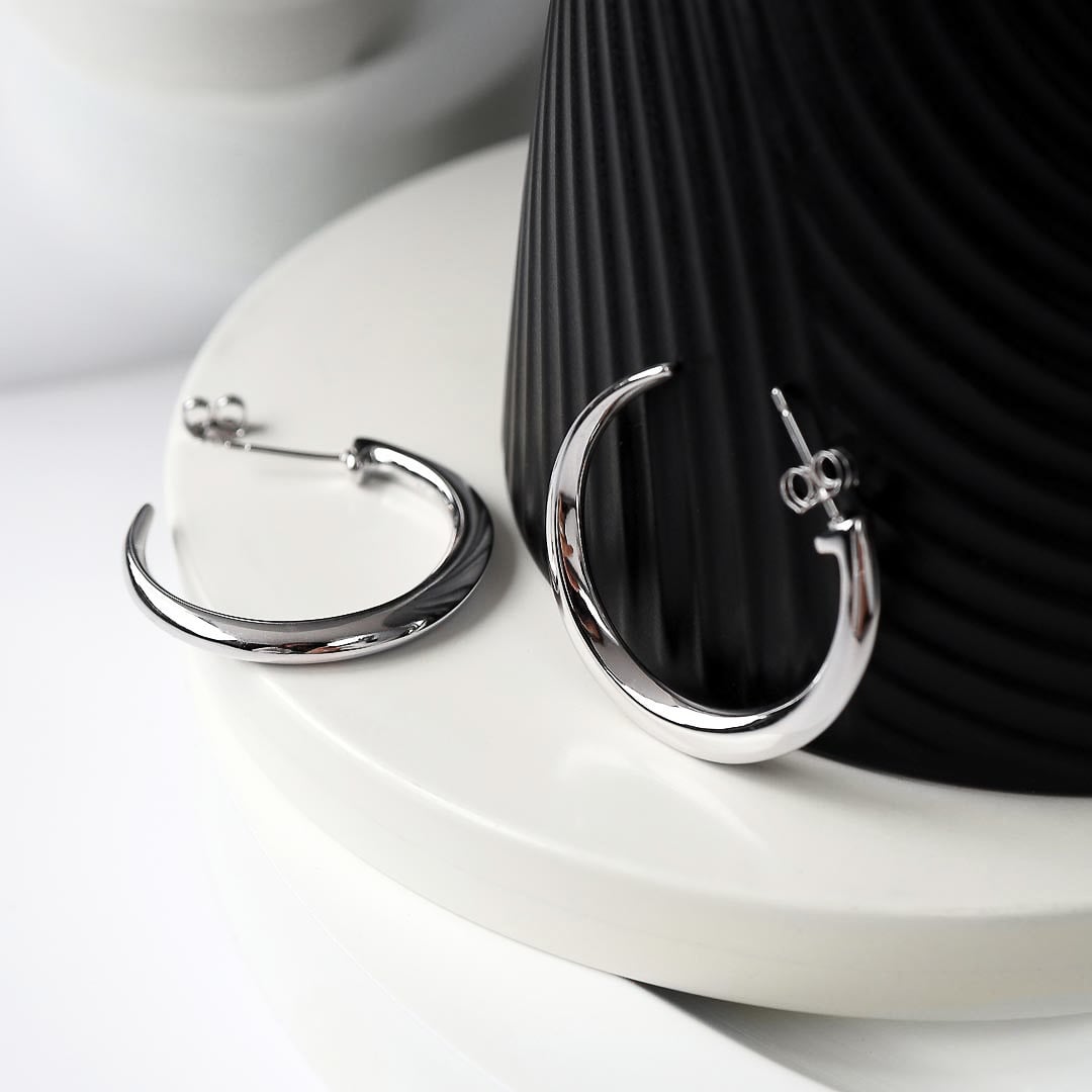 Kit Heath - Bevel Cirque Grande Hoop Earrings - Silver