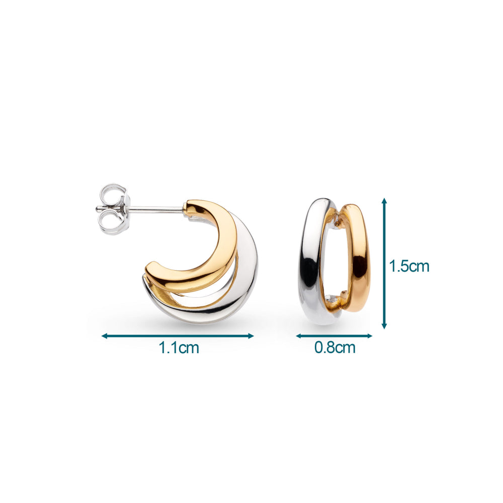 Kit Heath - Bevel Cirque Link Golden Twin Hoop Earrings - Gold