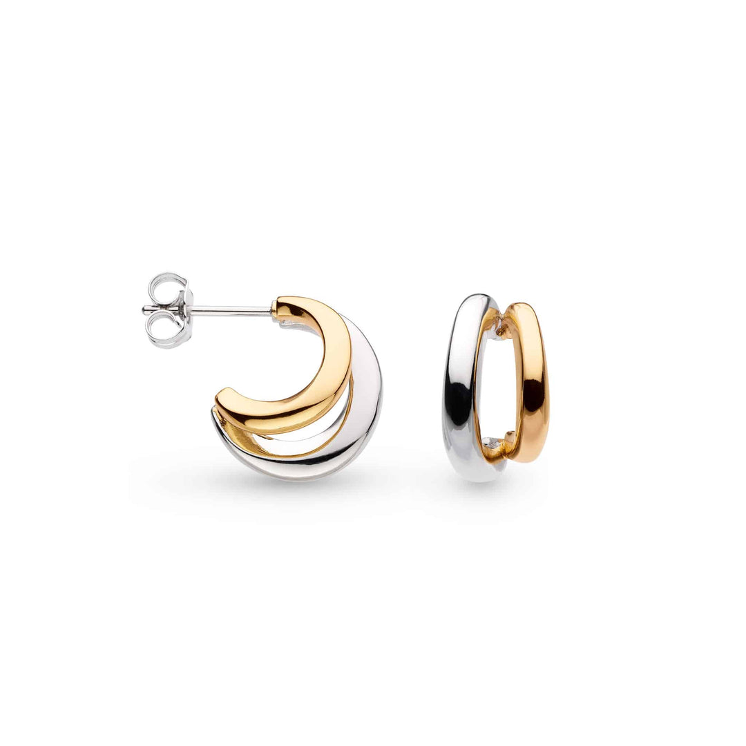 Kit Heath - Bevel Cirque Link Golden Twin Hoop Earrings - Gold
