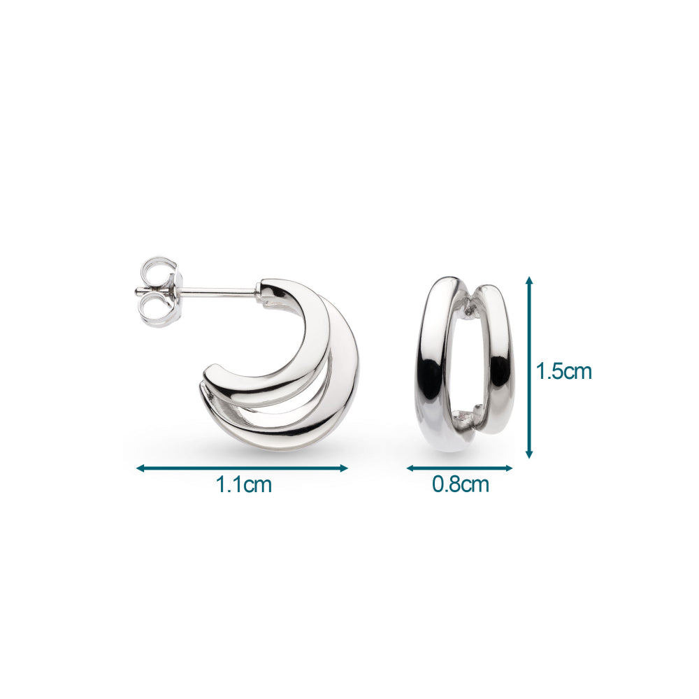 Kit Heath - Bevel Cirque Link Twin Hoop Earrings - Silver