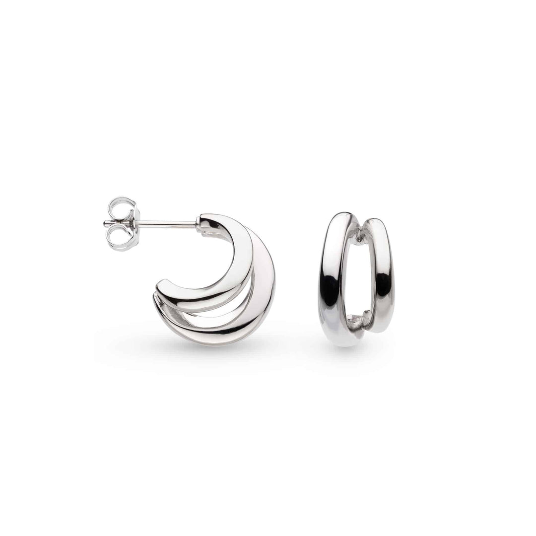 Kit Heath - Bevel Cirque Link Twin Hoop Earrings - Silver