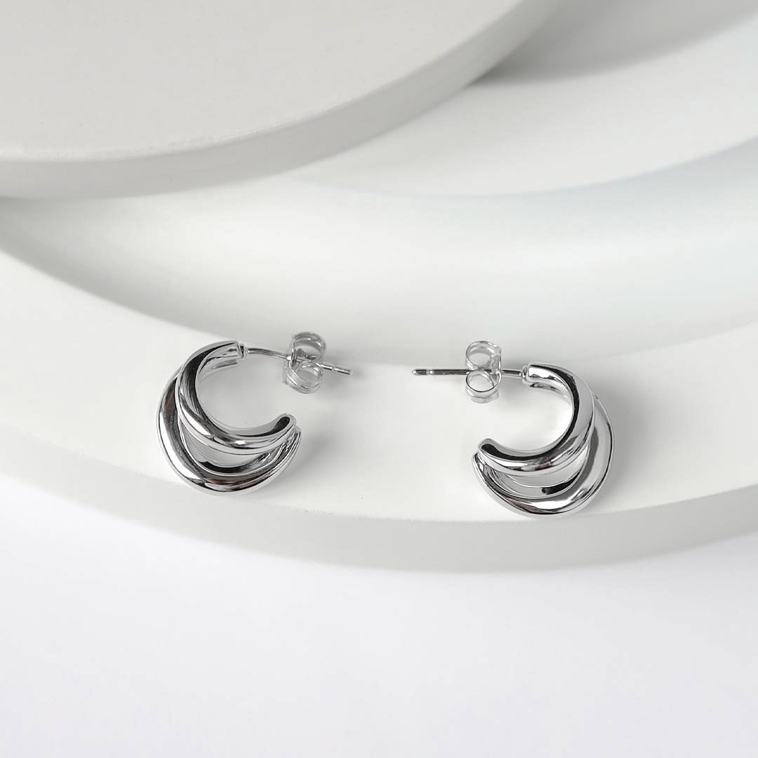 Kit Heath - Bevel Cirque Link Twin Hoop Earrings - Silver
