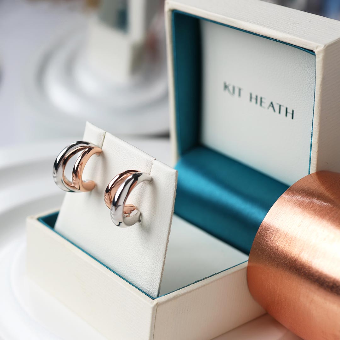 Kit Heath - Bevel Cirque Link Blush Twin Hoop Earrings - Silver