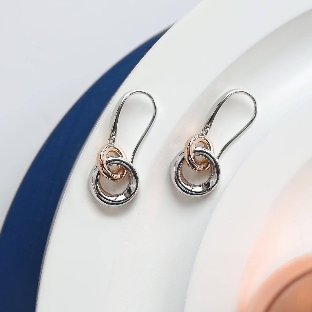 Kit Heath - Bevel Cirque Link Blush Drop Earrings - Silver