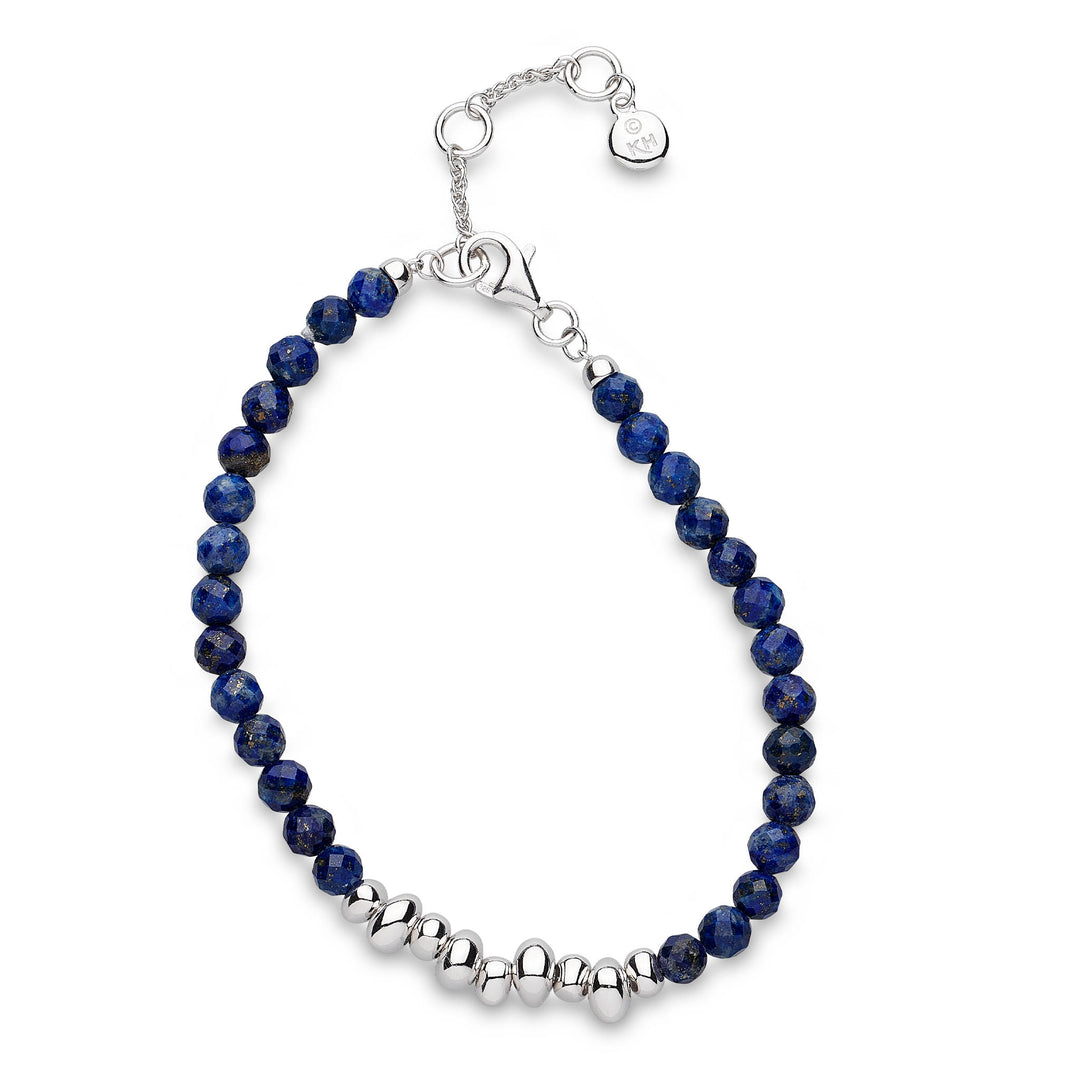 Kit Heath - Coast Tumble Azure Lapis Lazuli Gemstone Beaded Bracelet - Silver