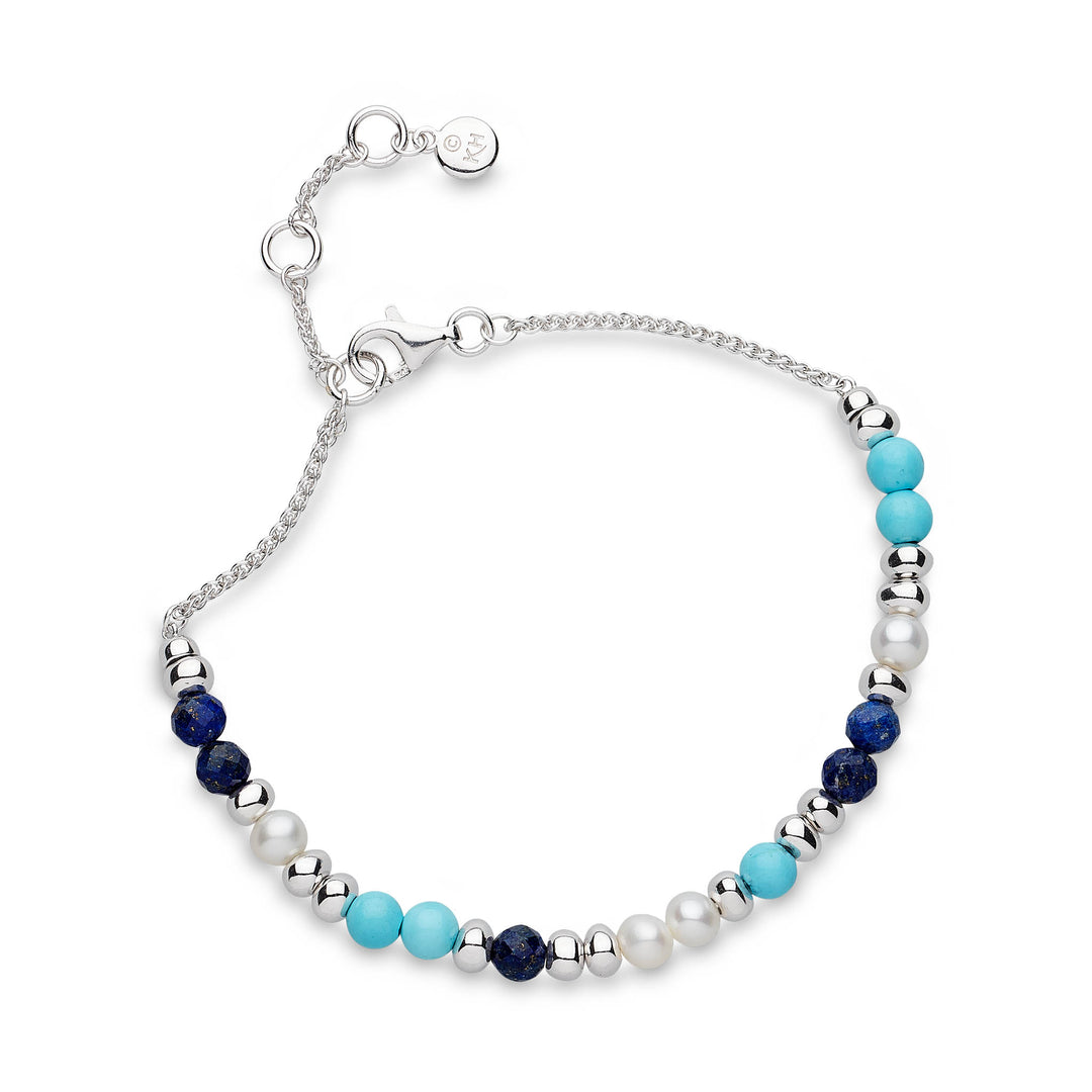 Kit Heath - Coast Tumble Azure Multi Gemstone Beaded Bracelet - Silver