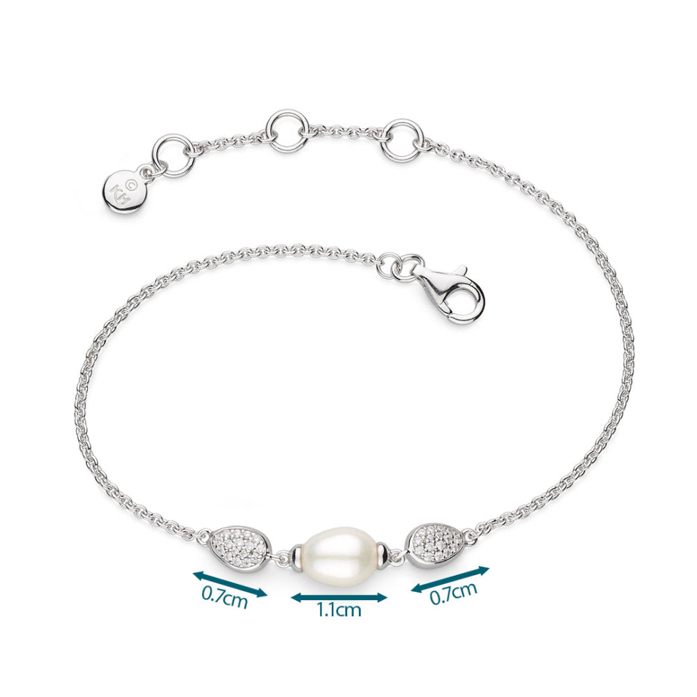 Kit Heath - Coast Pebble Glisten Pavé & Pearl Bracelet - Silver