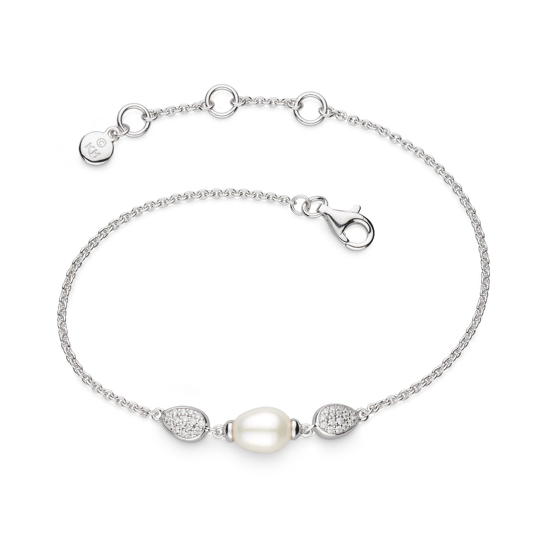 Kit Heath - Coast Pebble Glisten Pavé & Pearl Bracelet - Silver