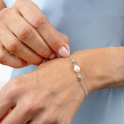 Kit Heath - Coast Pebble Glisten Pavé & Pearl Bracelet - Silver