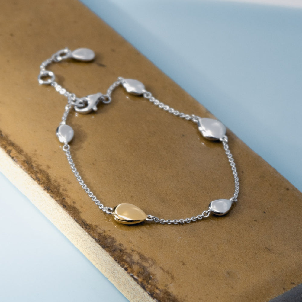 Kit Heath - Coast Pebble Golden Station Bracelet - Silver