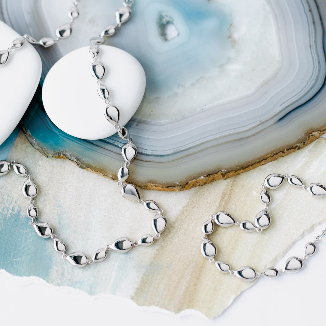 Kit Heath - Coast Pebble Linking Pebbles Necklace - Silver
