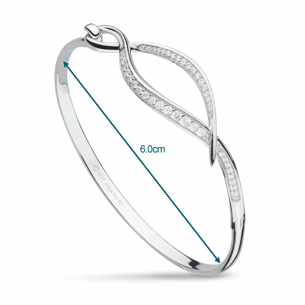 Kit Heath - Entwine Twine Twist Pavé Hinged Bangle - Silver