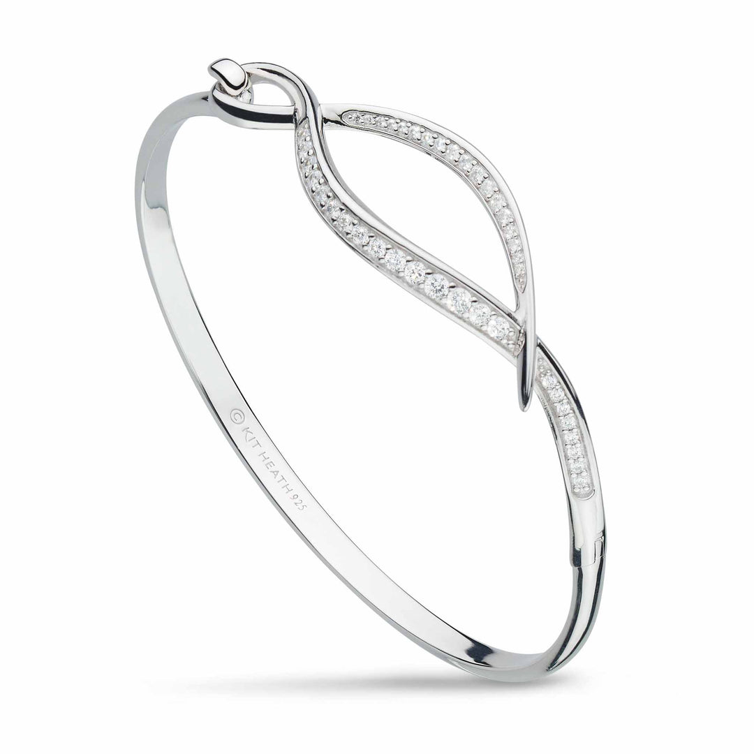 Kit Heath - Entwine Twine Twist Pavé Hinged Bangle - Silver