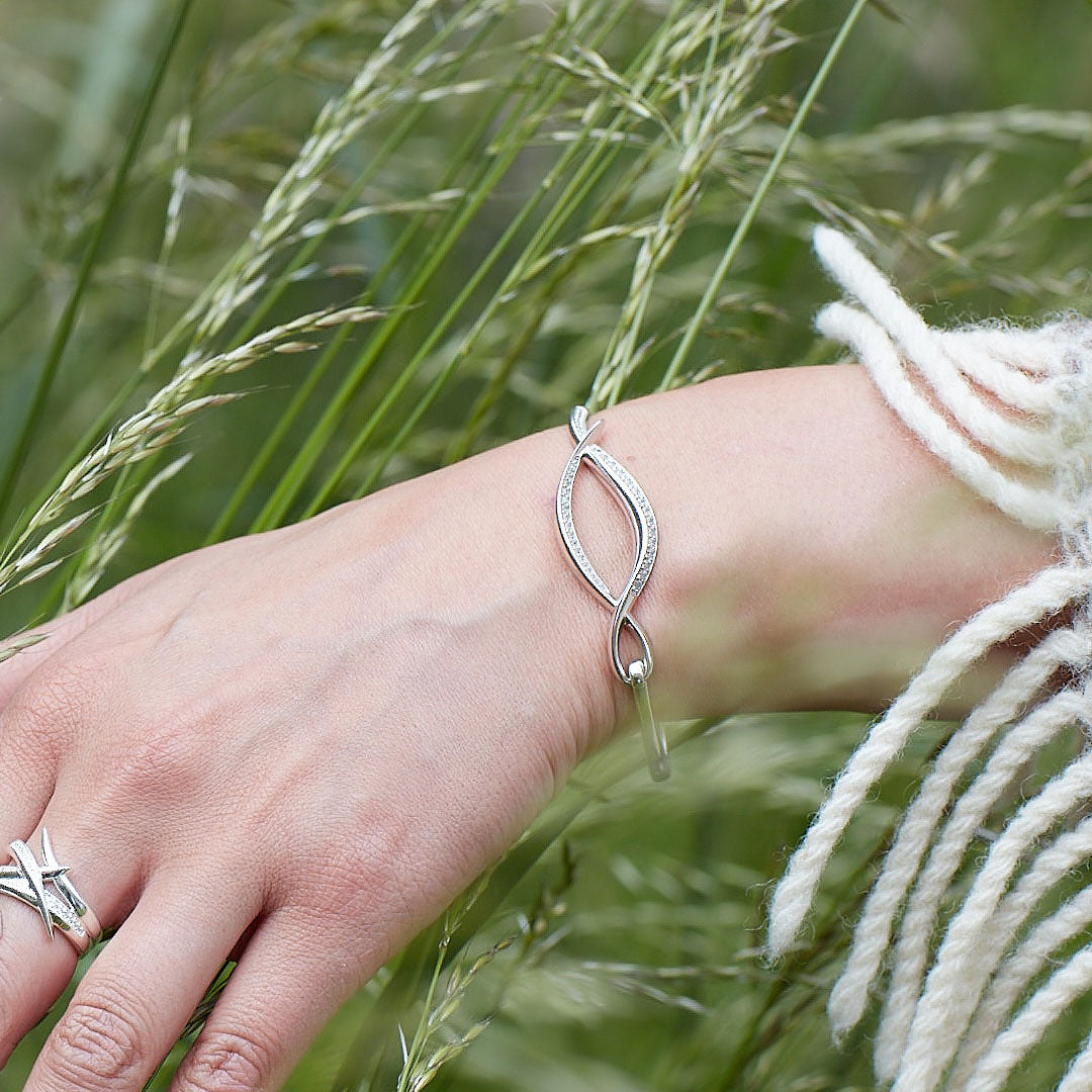 Kit Heath - Entwine Twine Twist Pavé Hinged Bangle - Silver