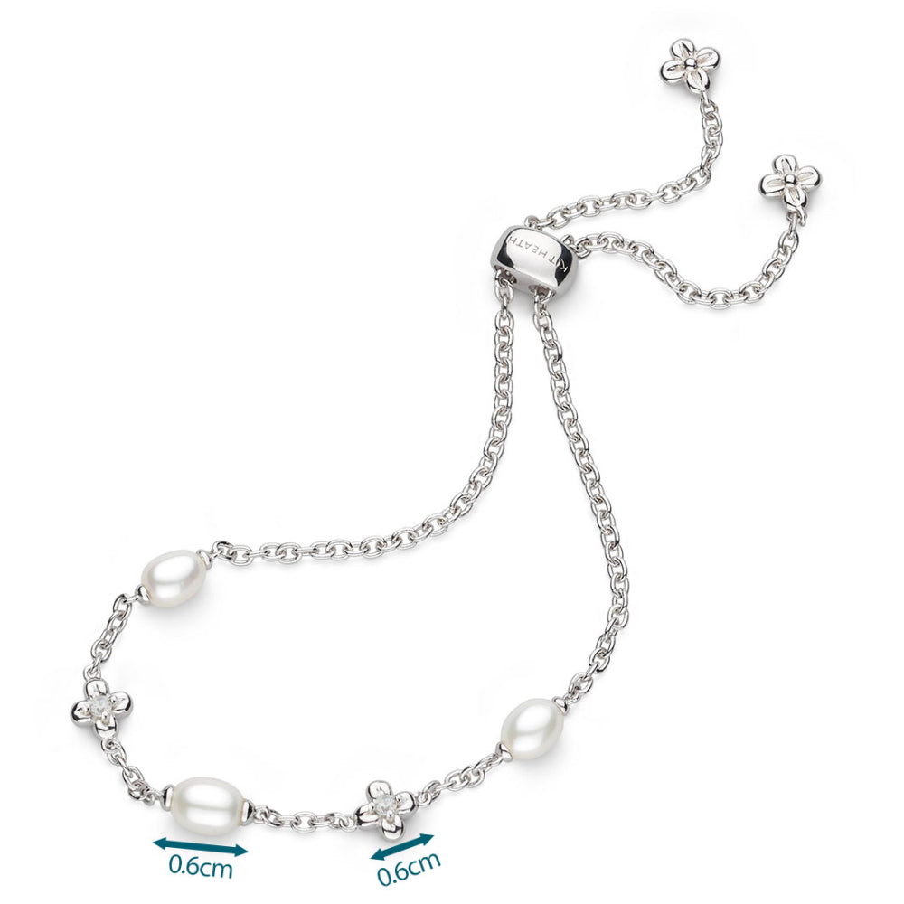 Kit Heath - Blossom Flyte Honey Flower Pearl Toggle Bracelet - Silver