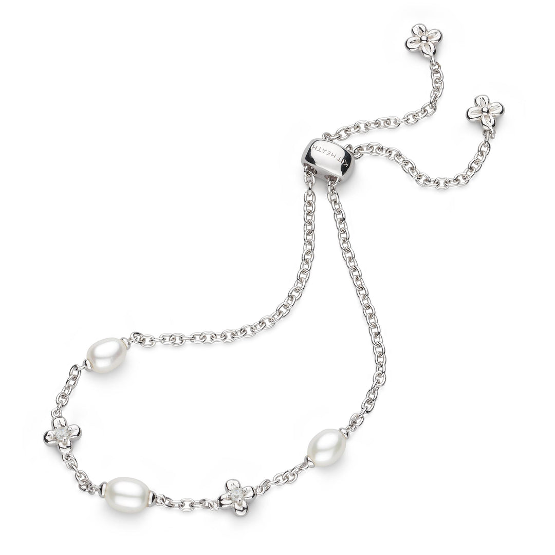 Kit Heath - Blossom Flyte Honey Flower Pearl Toggle Bracelet - Silver