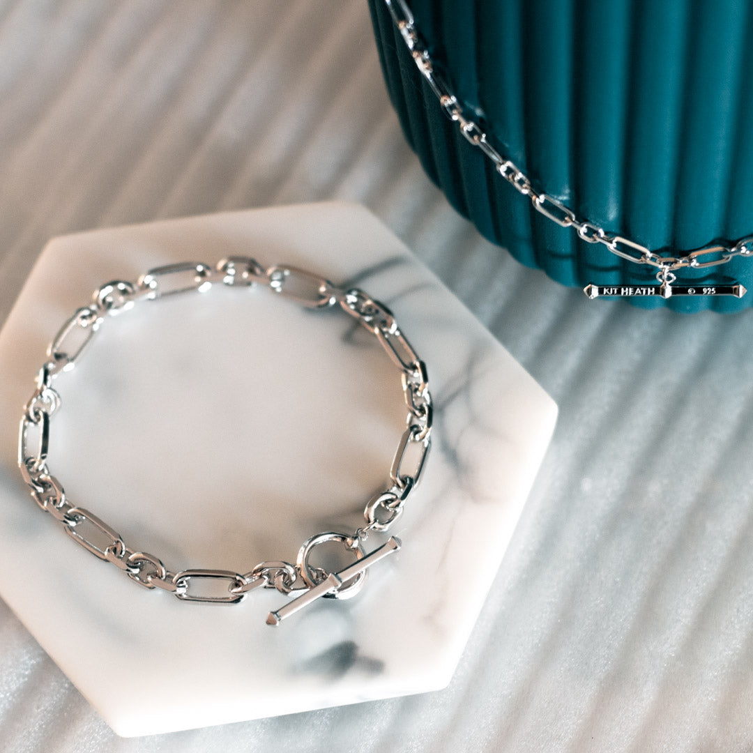 Kit Heath - Revival Figaro Chain Link T-bar Bracelet - Silver