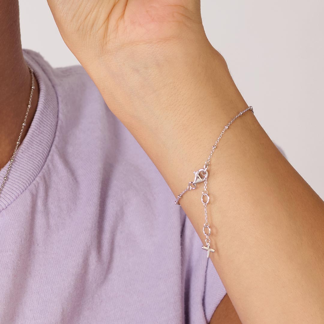 Kit Heath - Desire Kiss Mini Heart Ball Chain Bracelet - Silver